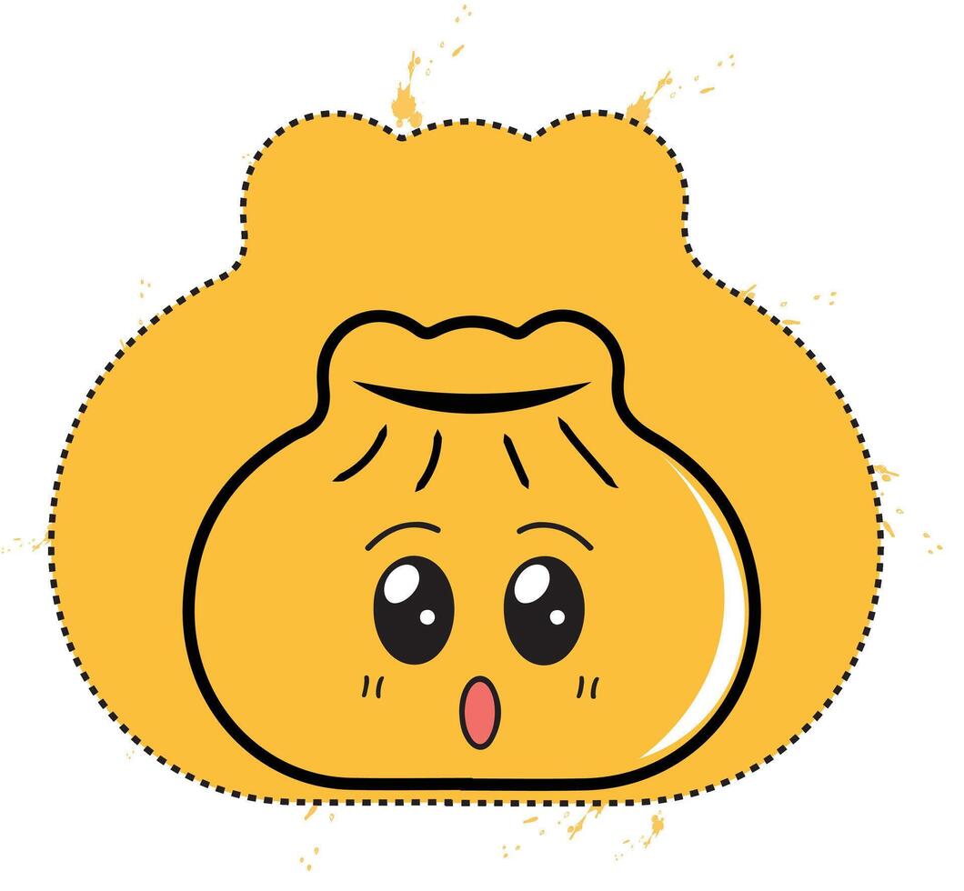 Cute dumpling on yellow color vector