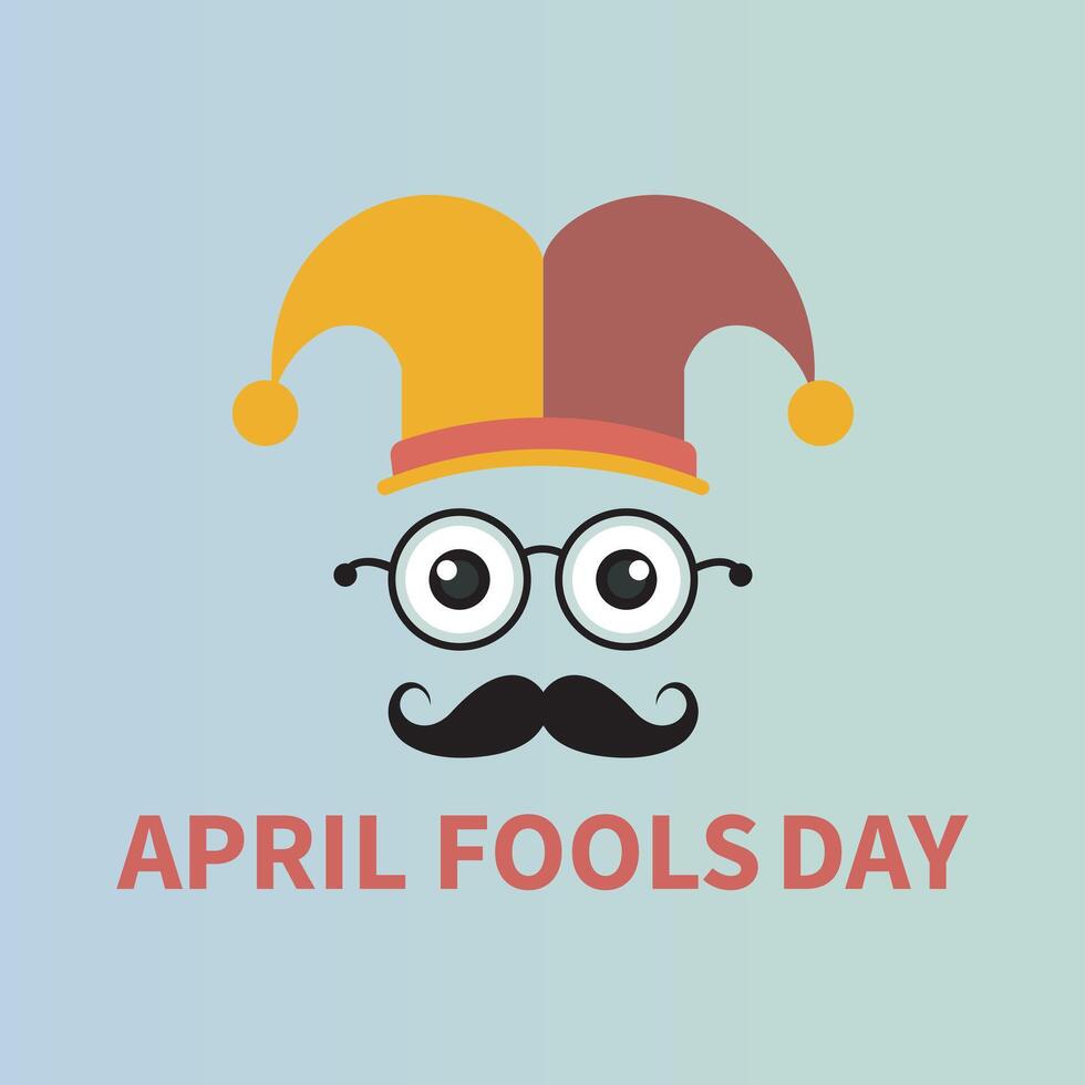 April Fools Day Event Graphic, Jester Theme with Bold Letters and Comic Face Elements vector