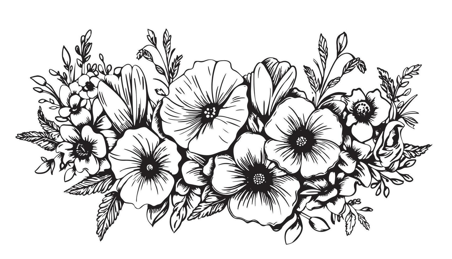 flower field border vector