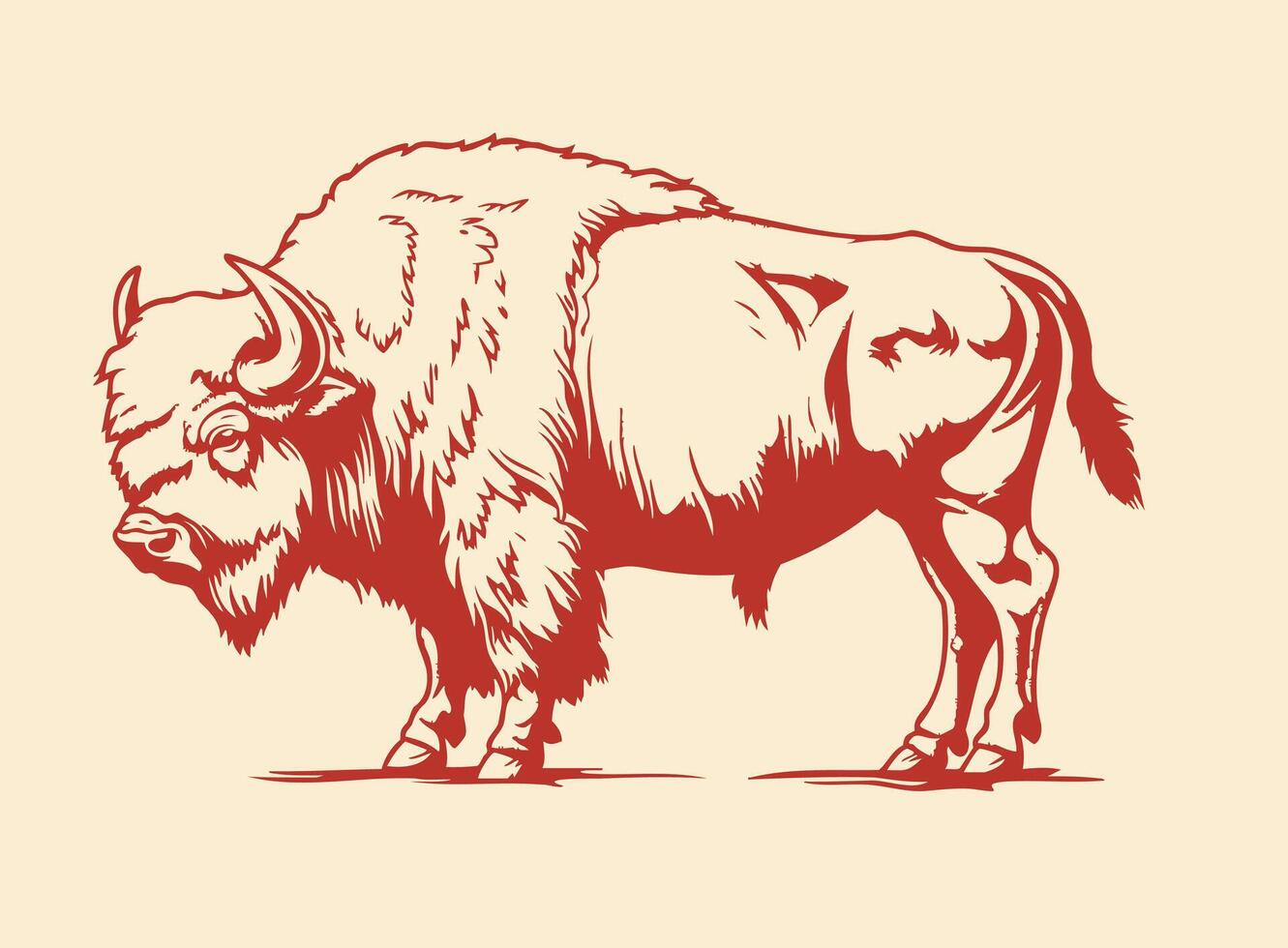 Hand drawn sketch animal Buffalo American Bison. black and white vintage illustration. Isolated object on white background vector