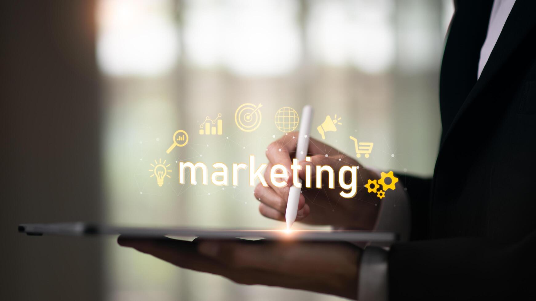 promoting sales and analyzing data, Online Sales, Targeted advertising, improving and planning to increase sales, searching and serving customers, photo