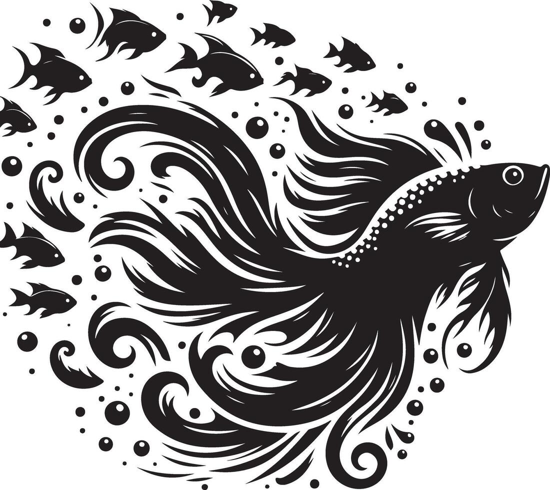 Dynamic Fish Silhouette Jumping vector