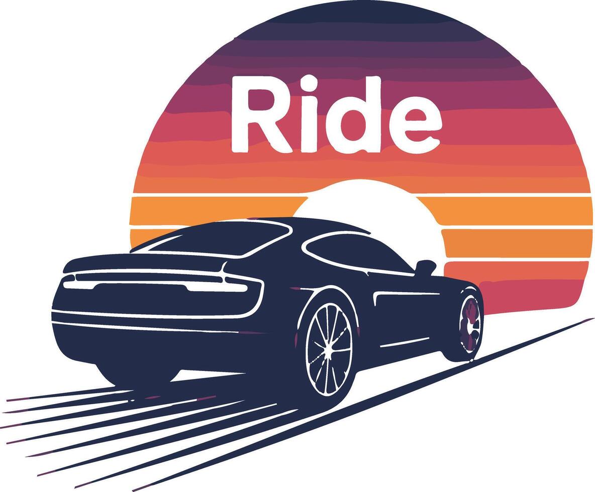 A car silhouette art for T-shirt vector