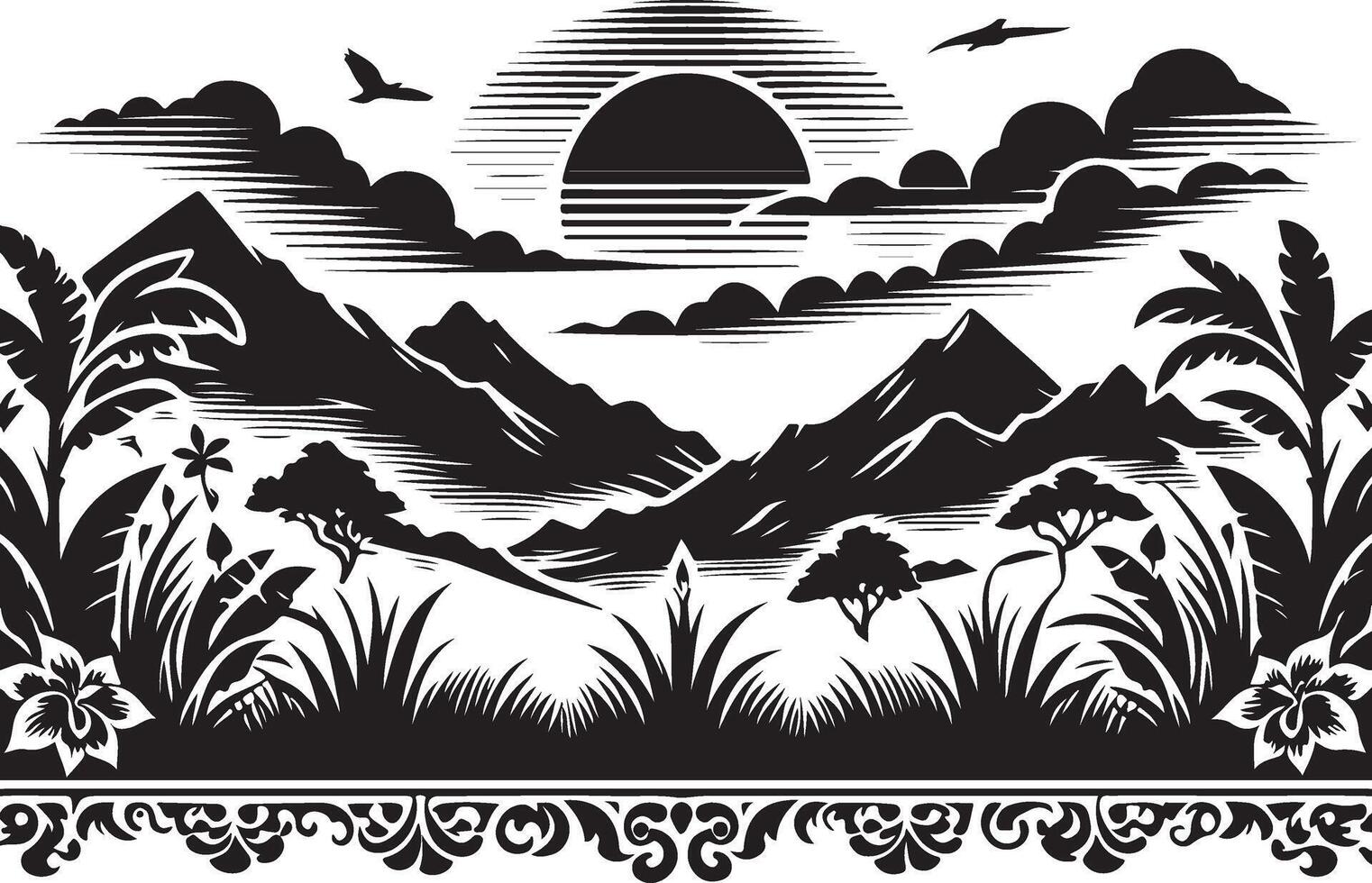 border silhouette art vector