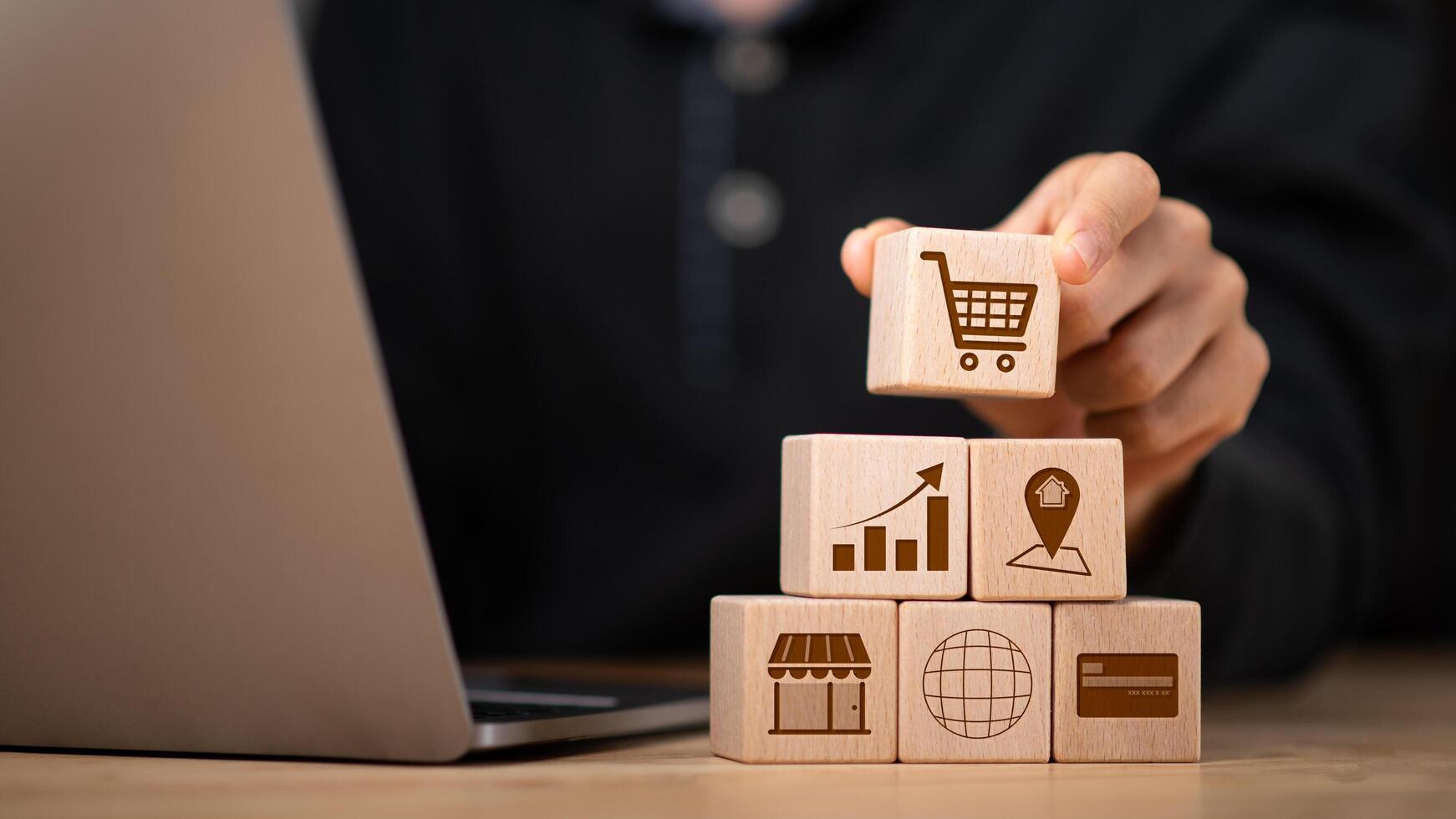 Online Sales, Targeted advertising, improving and planning to increase sales, searching and serving customers, promoting sales and analyzing data, Online marketing and advertising concepts photo