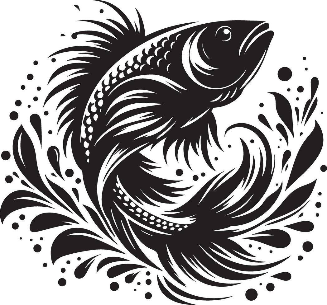 Fish Jumping Silhouette vector