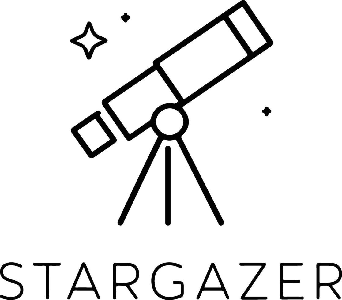 A minimalist line art drawing of a telescope vector