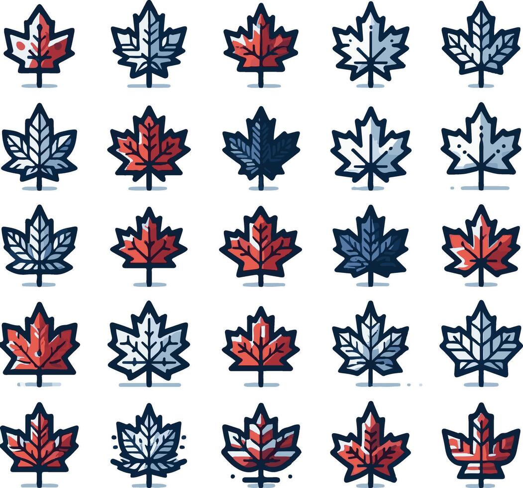 Autumn Maple Leaves Icon Collection vector