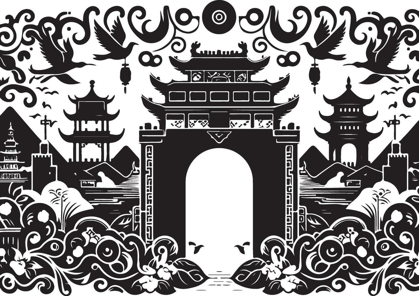 border silhouette illustration vector