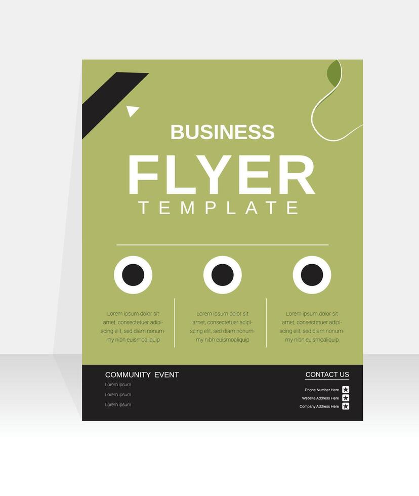 Business Flyer Template With Green Background And Geometric Elements vector