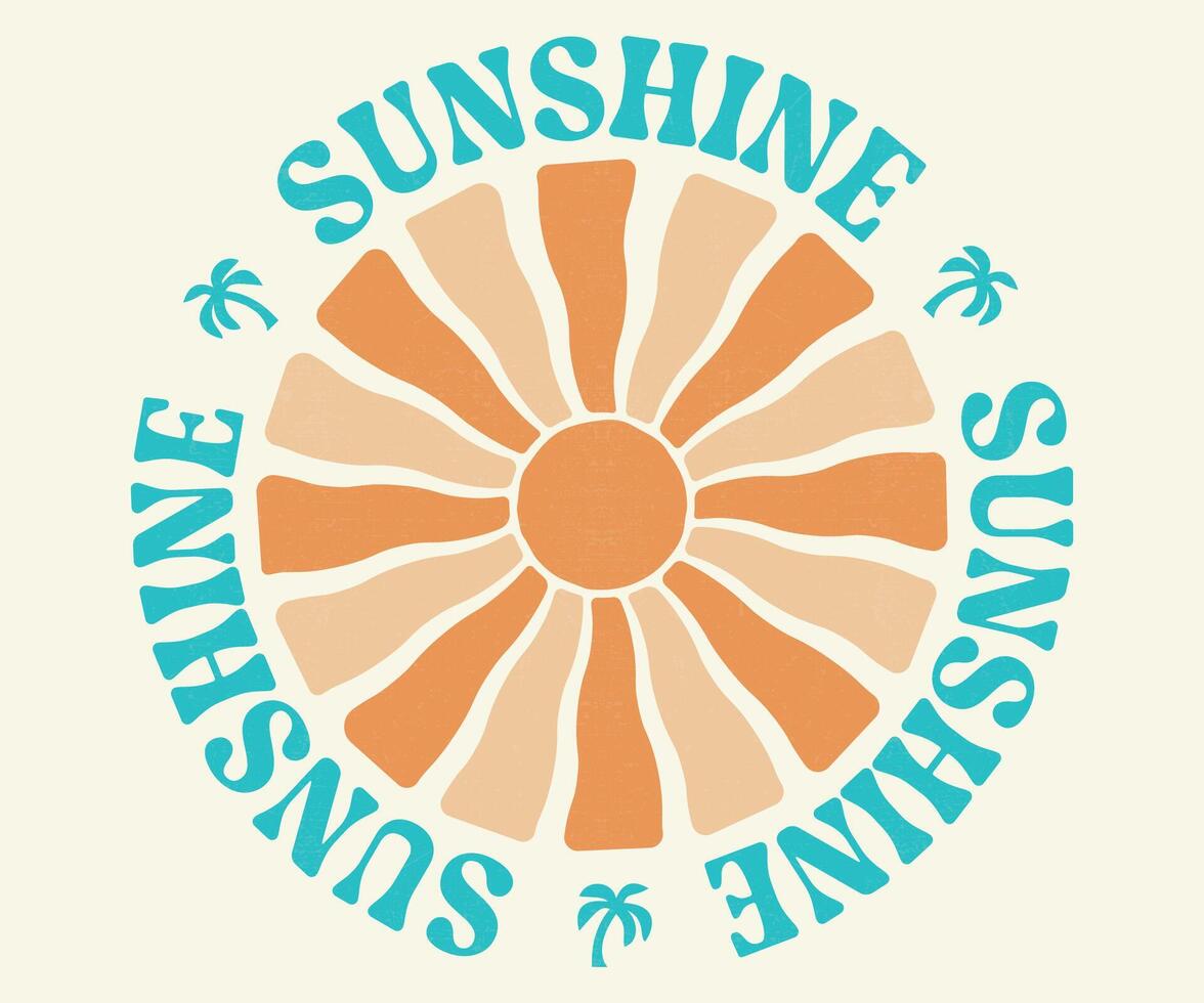 Summer Sunshine artwork. Sunshine paradise graphic print design. vector