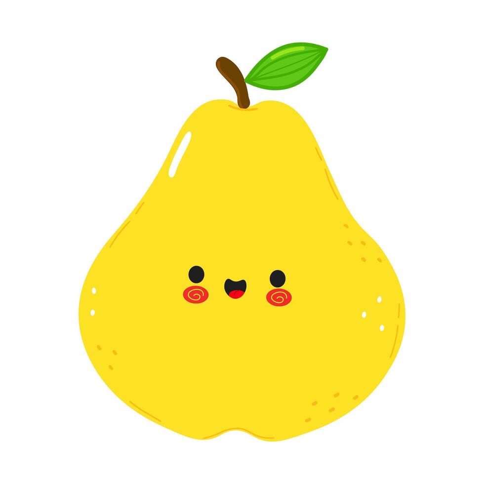 A delightful, smiling cartoon Pear with rosy cheeks, perfect for themes of healthy eating or fun illustrations for kids. vector