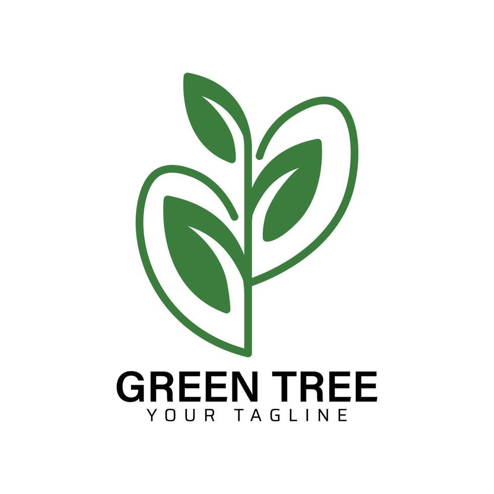 Green tree logo design template design vector