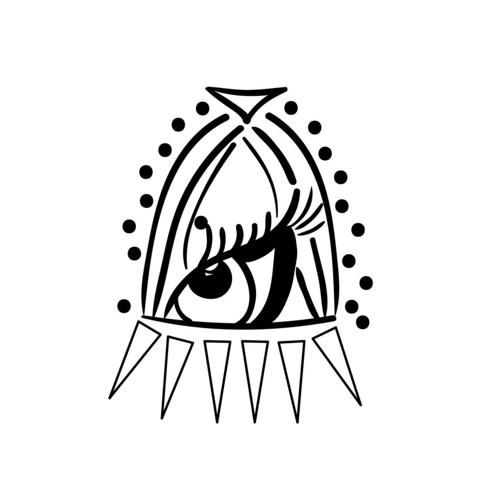 masonic doodle eye caged symbol hand drawn isolated on white background vector