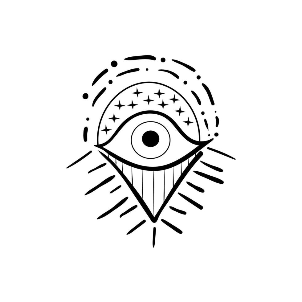 masonic intricate doodle eye symbol hand drawn isolated on white background vector