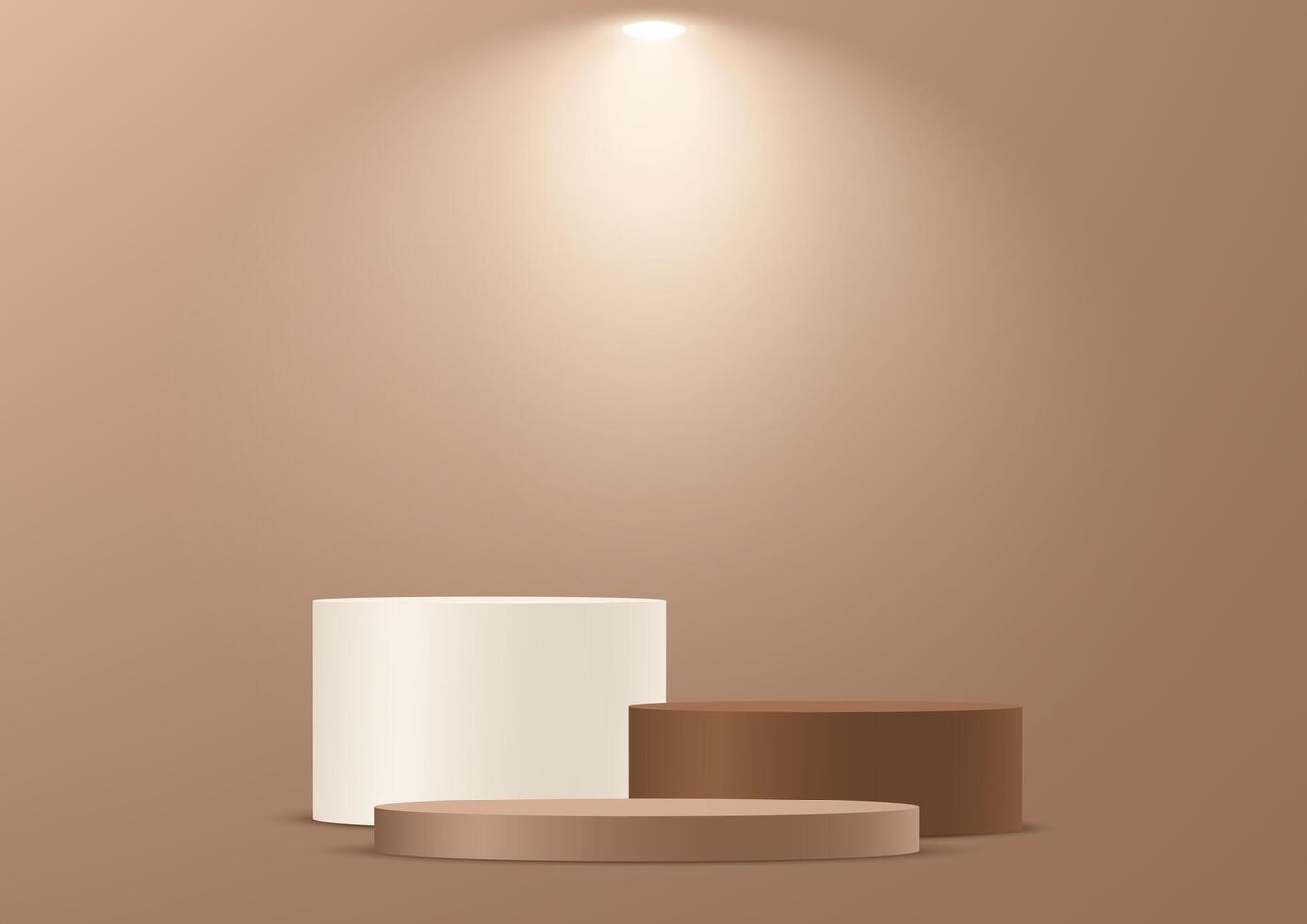 Brown background 3d with brown and beige podium space for selling products, backdrop, wallpaper, background, text. 3D abstract studio room with pedestal podium. illustration. vector
