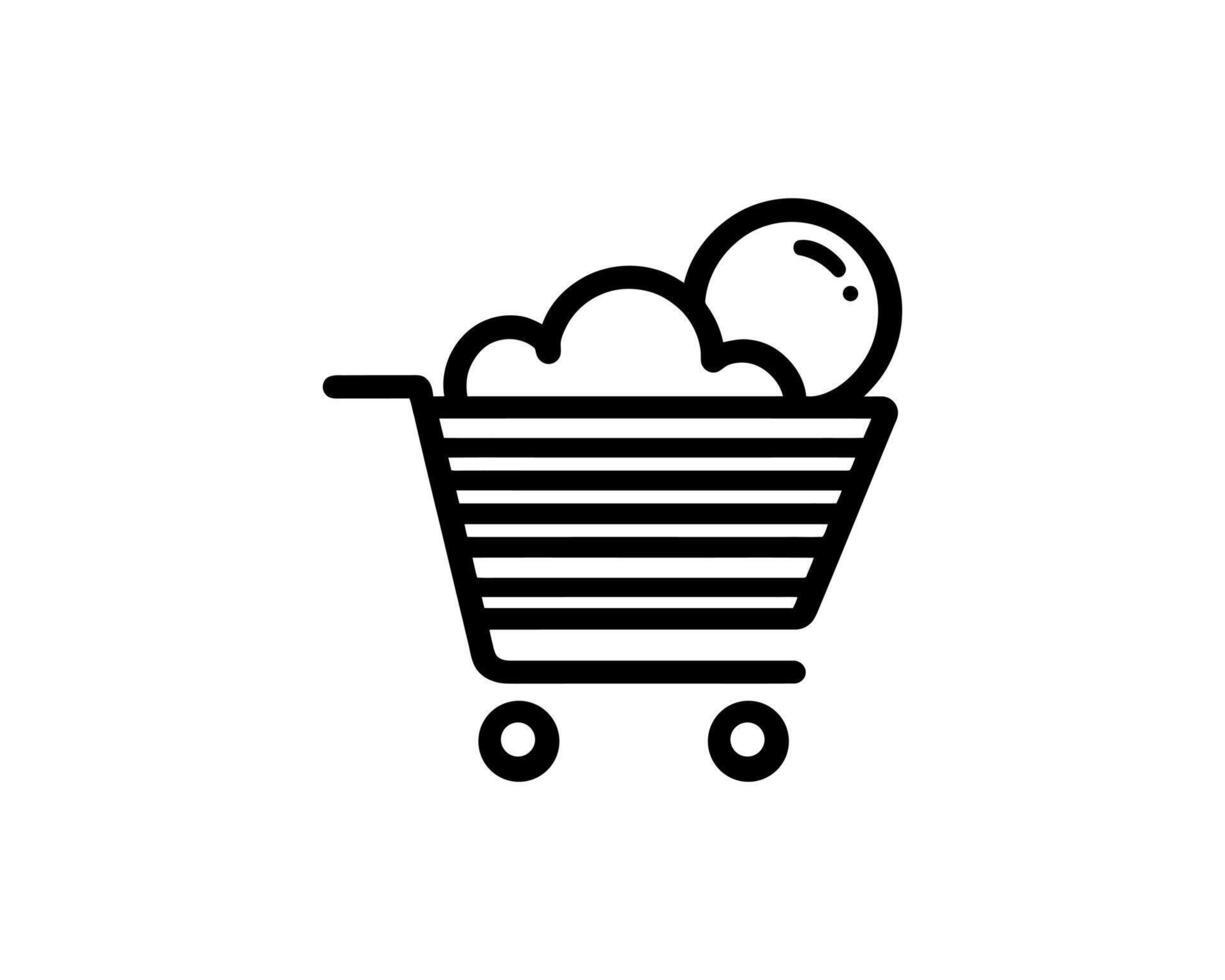 A black and white image of a shopping cart with a cloud inside vector