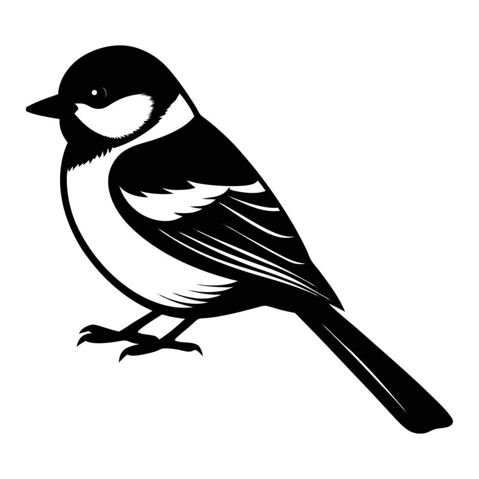 a black and white illustration of a bird white background. vector