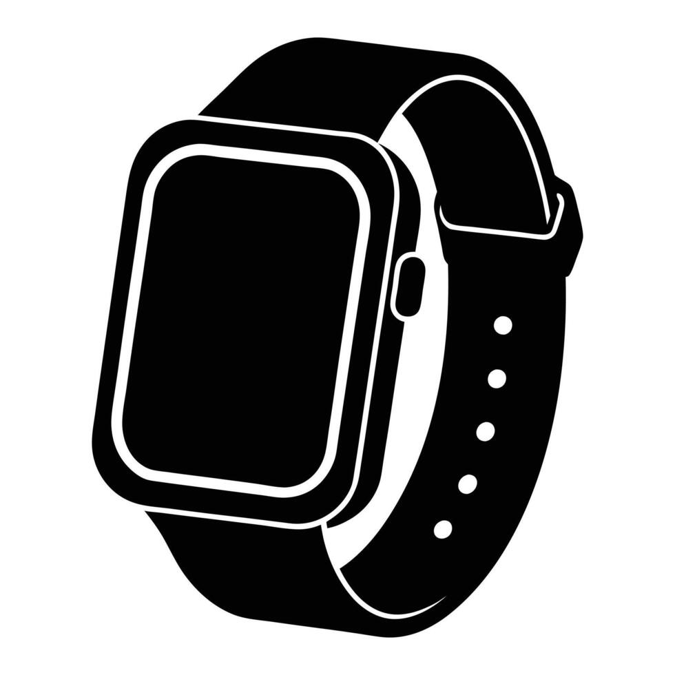 black and white illustration of a smart watch vector