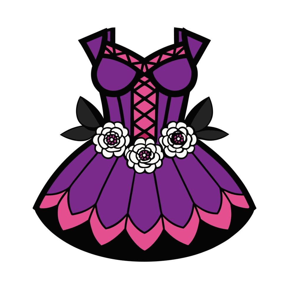a dress with flowers on it vector