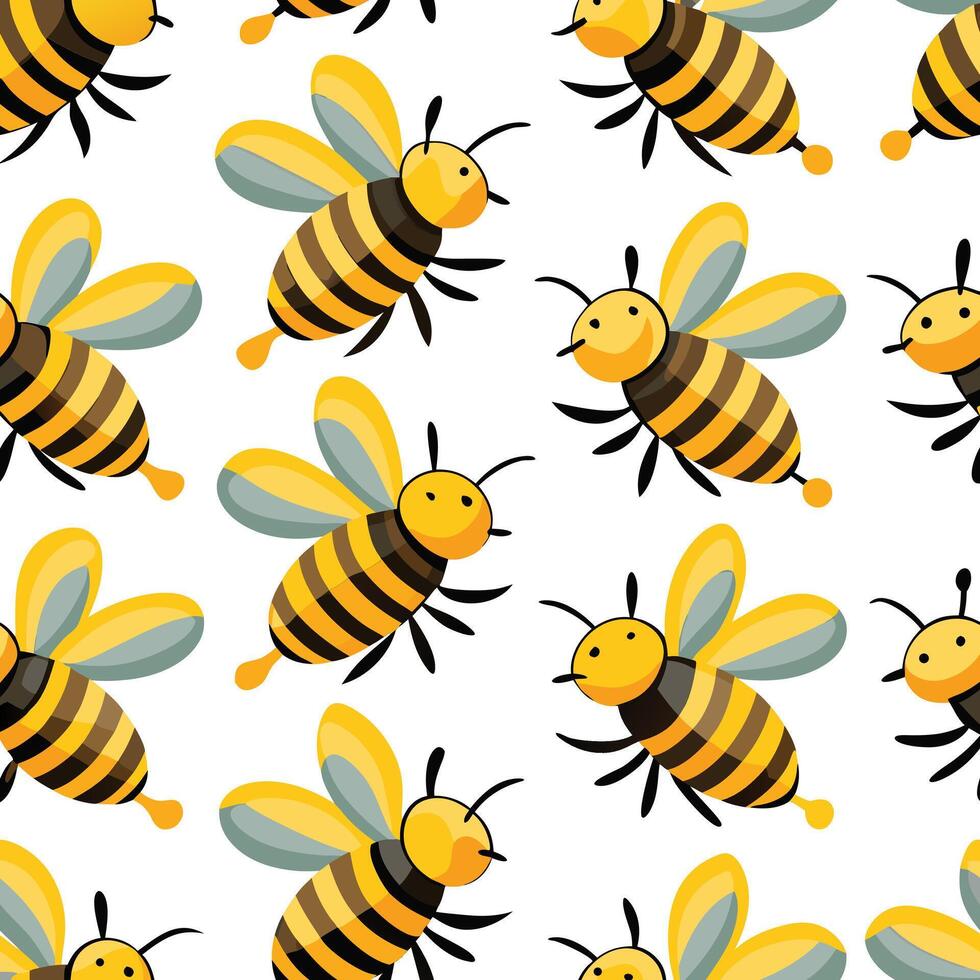 bees seamless pattern vector