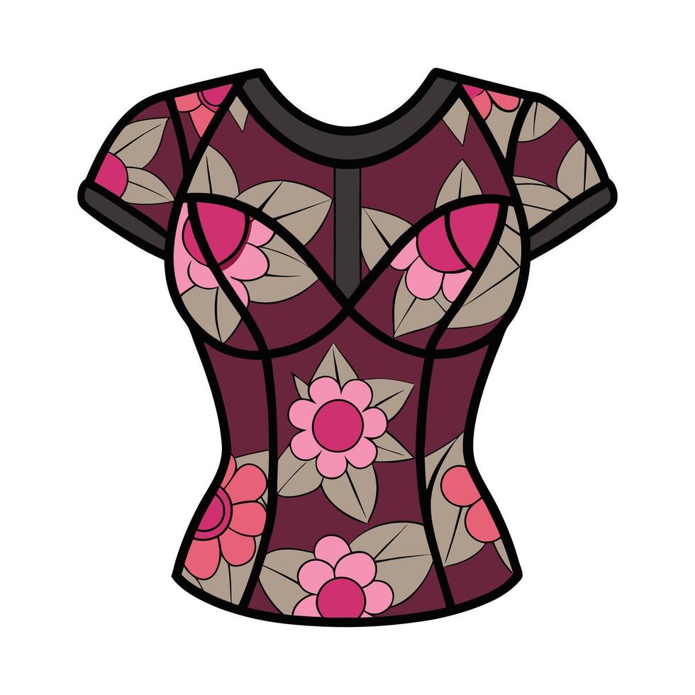 a corset with flowers on it white background vector