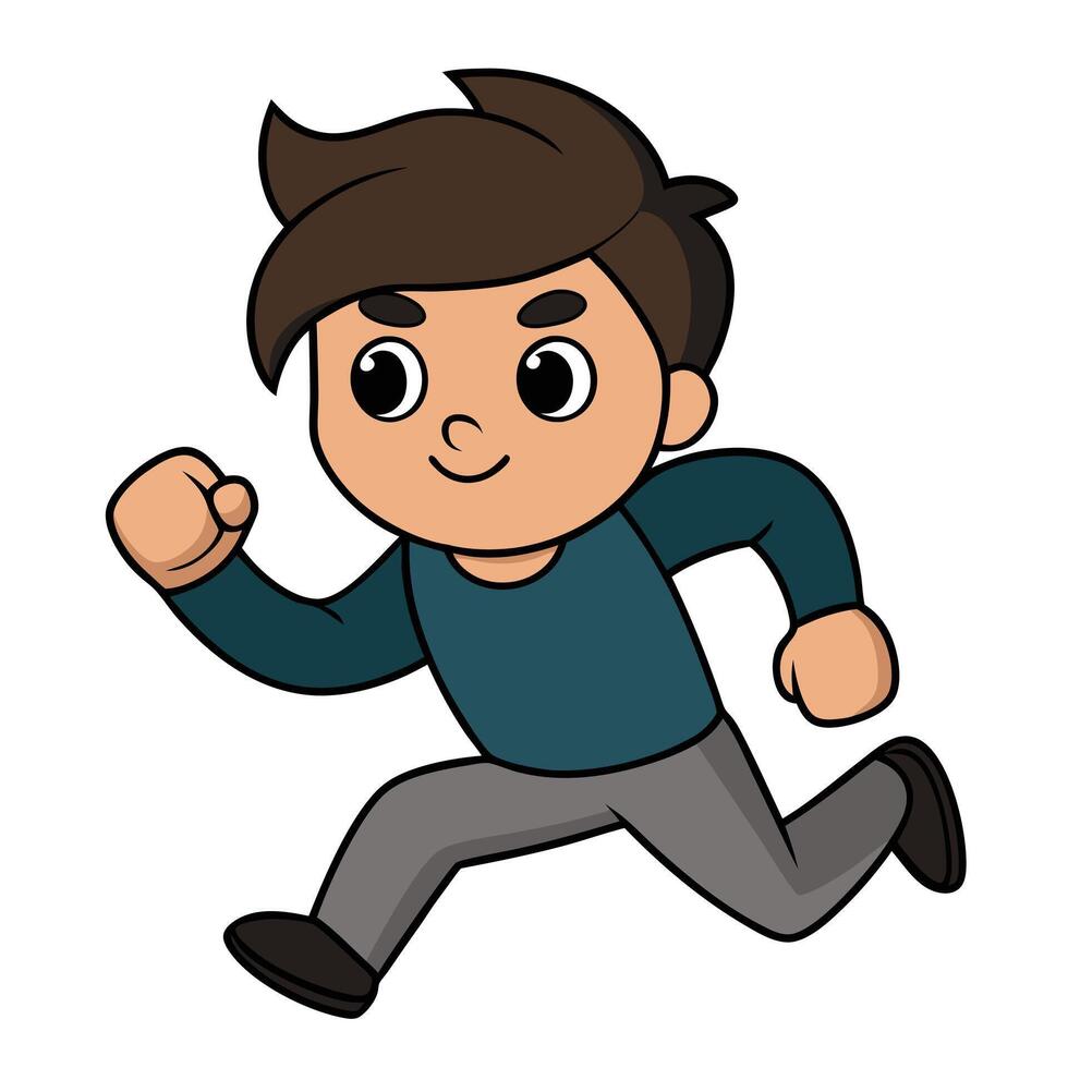 cartoon boy running illustration vector
