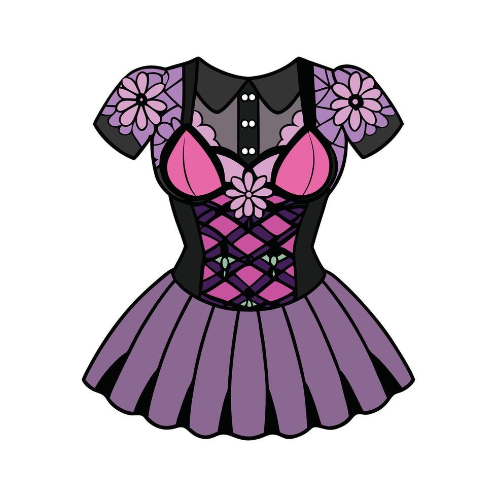 a dress with a corset and flowers on it vector