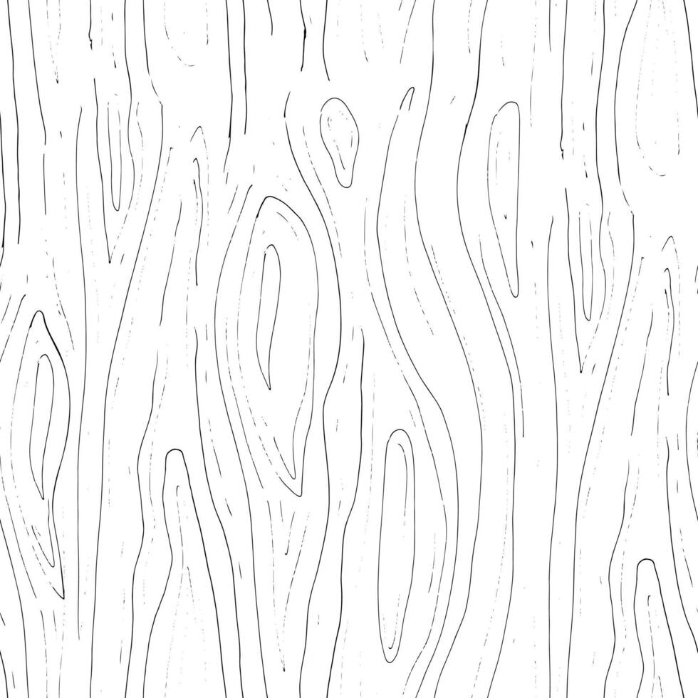 Seamless pattern of wood texture in a hand drawn black and white line art style. Rustic wooden planks surfaces with natural grain details. Perfect for backgrounds and decorative design elements vector