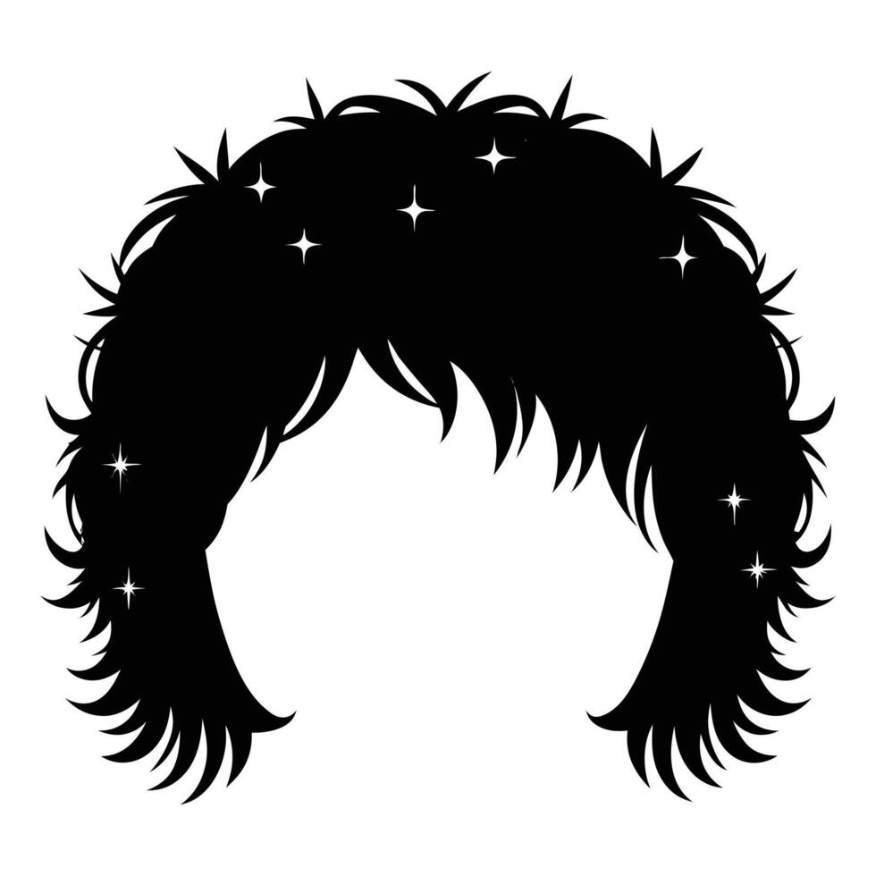 hair tinsel silhouette. vector
