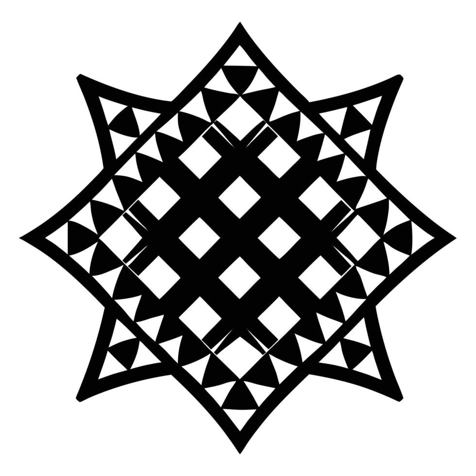 black and white geometric design with a star in the center. vector