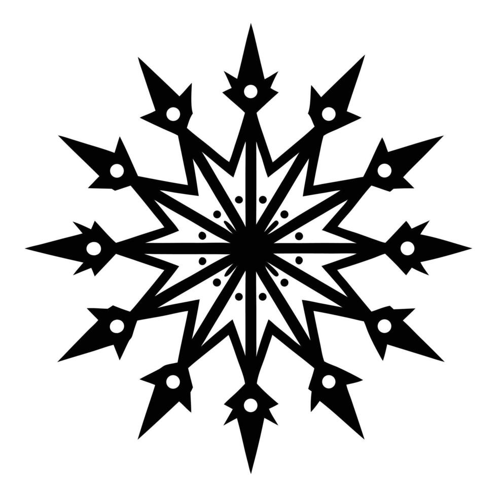black and white snowflake design vector