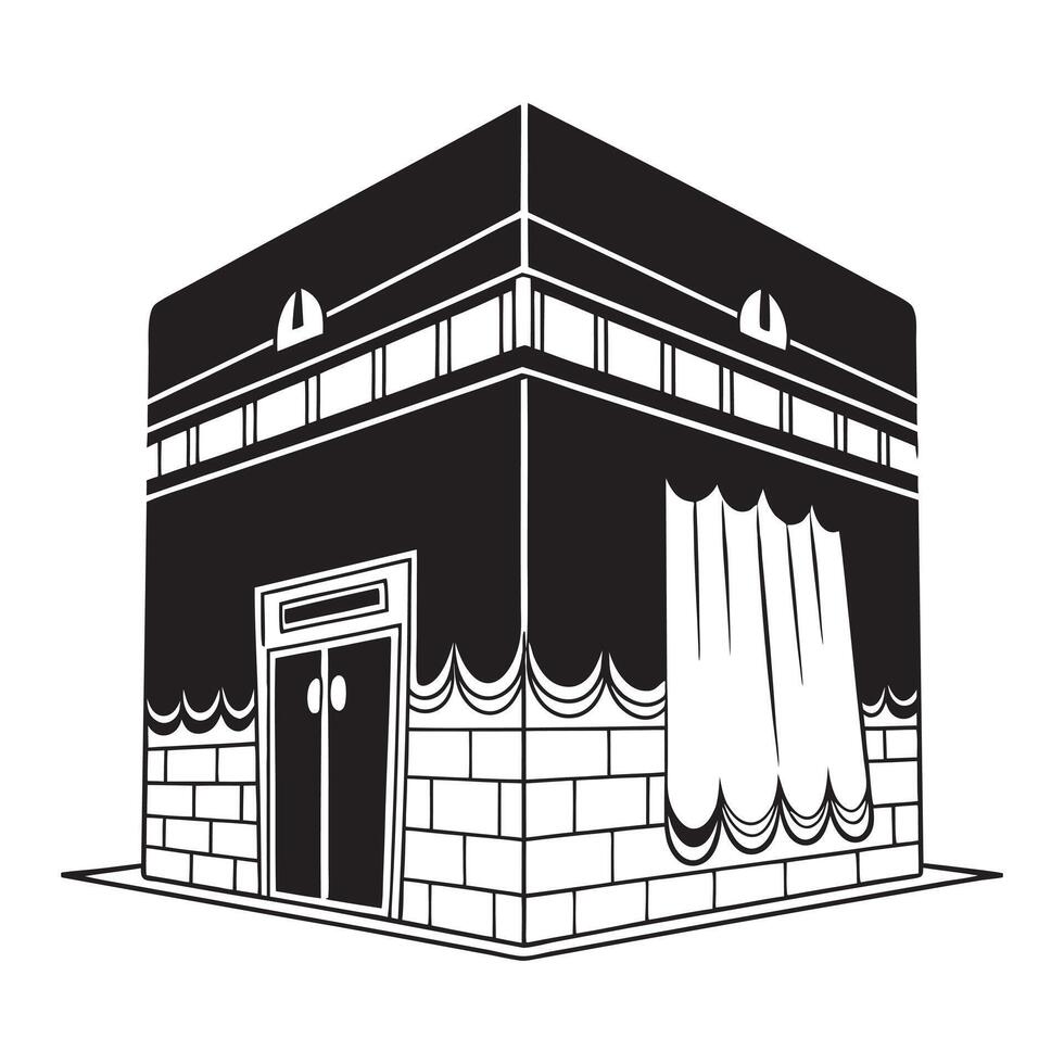 Kaaba black and white illustration vector