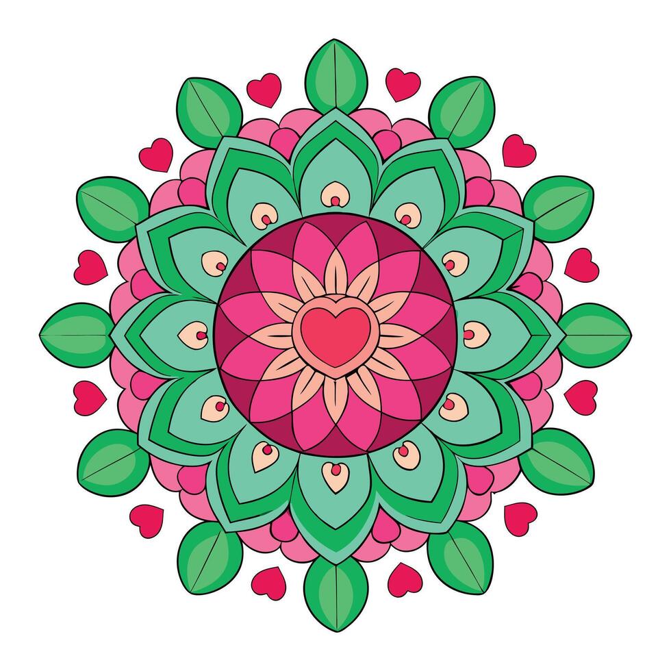 a-simple-illustration of a mandala with hearts. vector