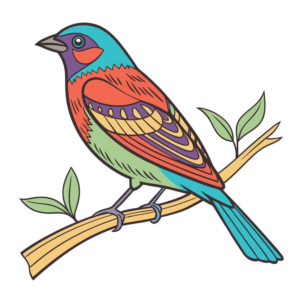 colorful bird sitting on a branch vector