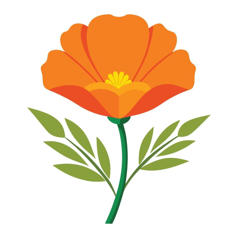 an orange flower with leaves on it vector