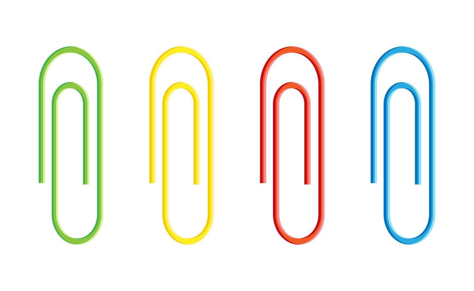 Paper clip icons on white Background. Paperclip in Flat Style. Illustration Back to School. Elements for office, poster banner. vector