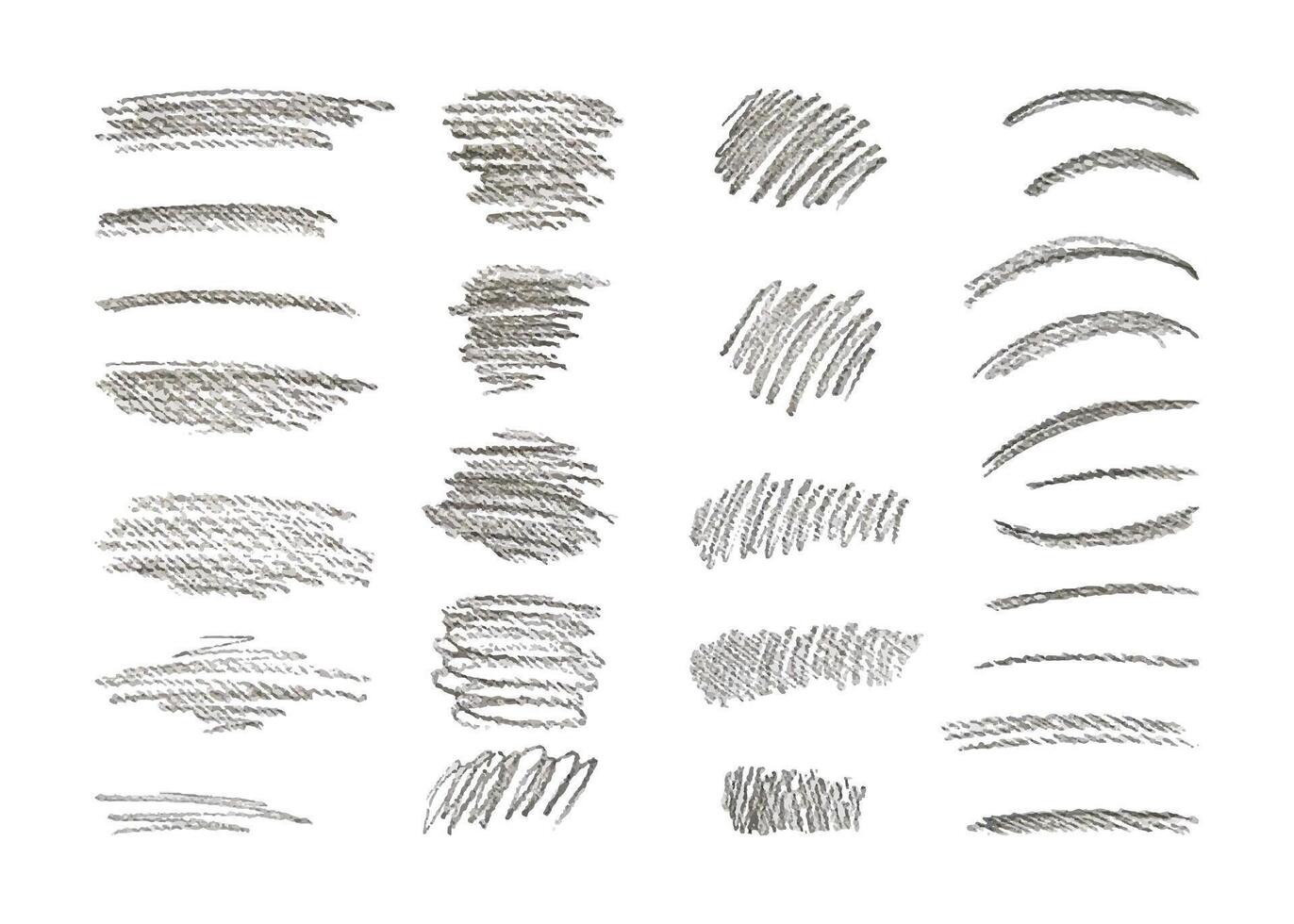 Charcoal Doodle Texture hand Drawn in Grunge style on white background. Strokes with Black Pencil different sizes. Stripes, Strokes, Arcs with a dark Marker. Illustration for banner, poster. vector