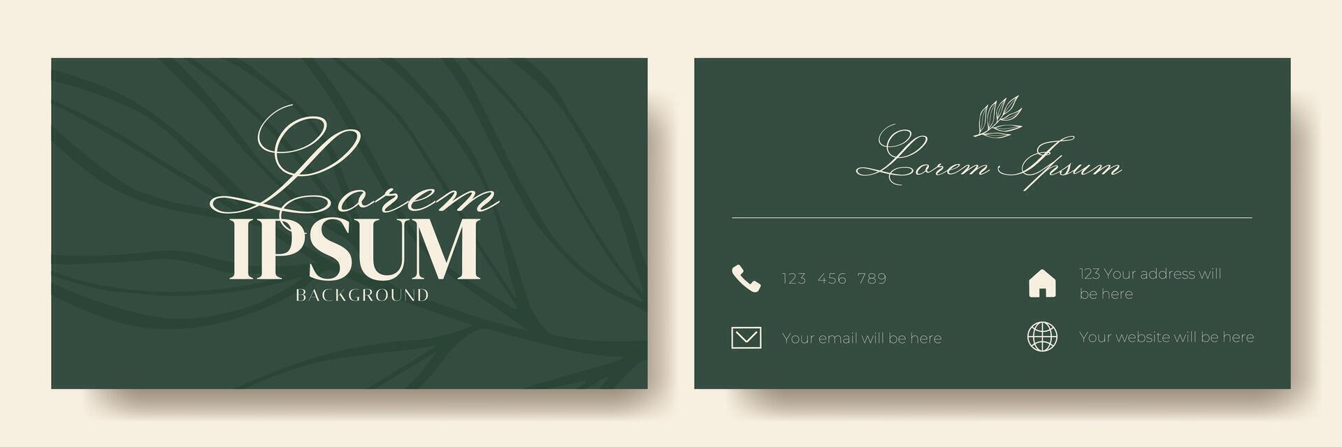 Modern Business Card Template Design. Elegant Business Card Design. Creative Business Card with Hand Drawn Branch for Wedding, Photographer, Flower Shop, Nature. vector