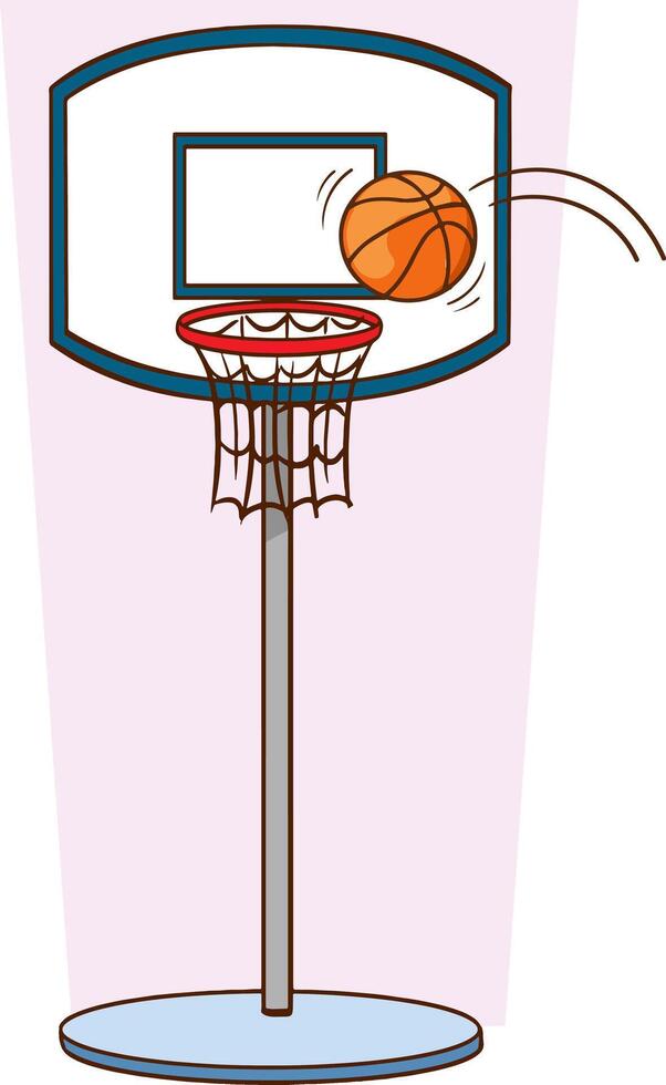 illustration of a basketball hoop with a ball on a white background vector