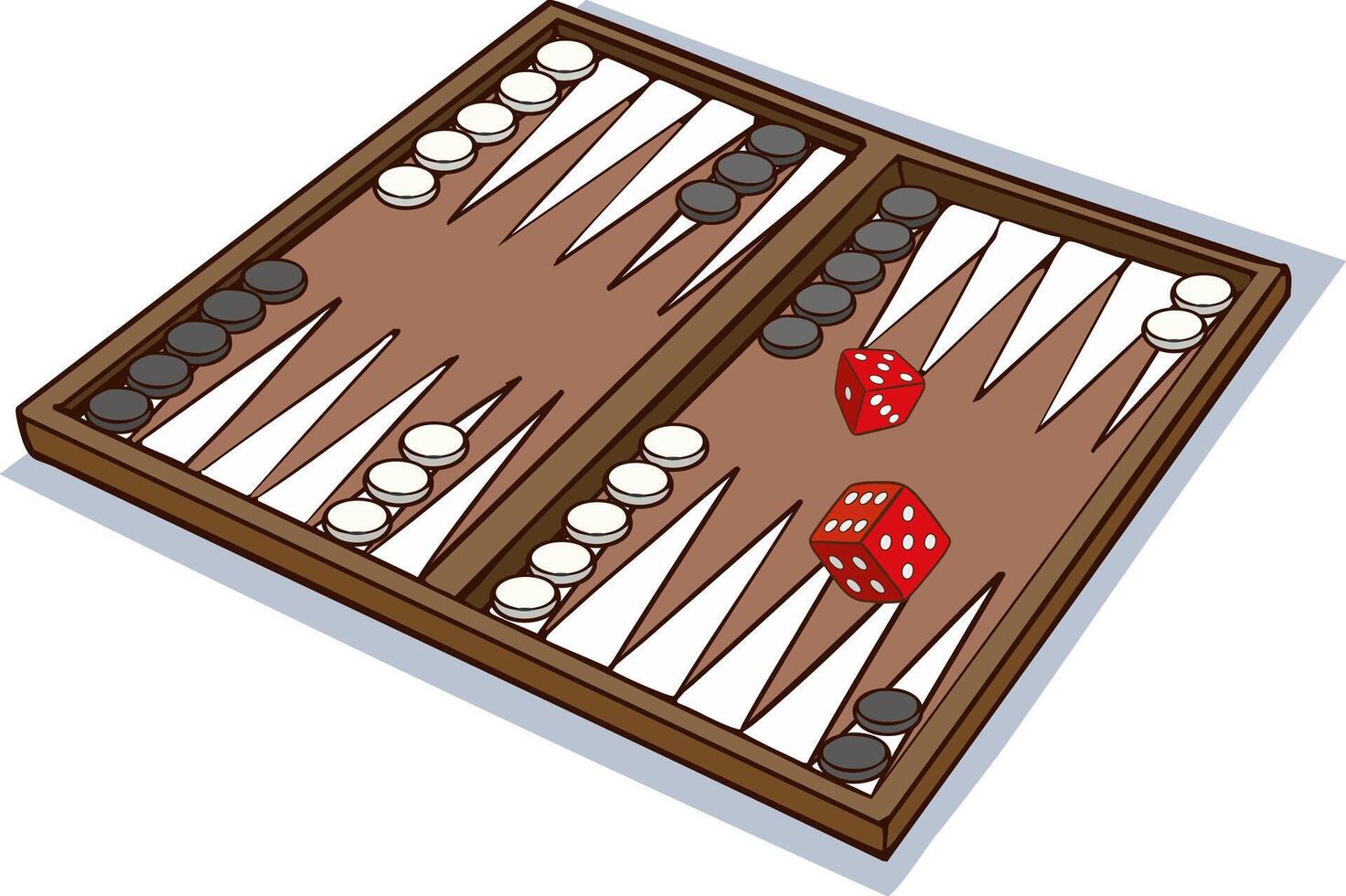 Backgammon on a white background. Board game of backgammon for recreation. illustration. vector