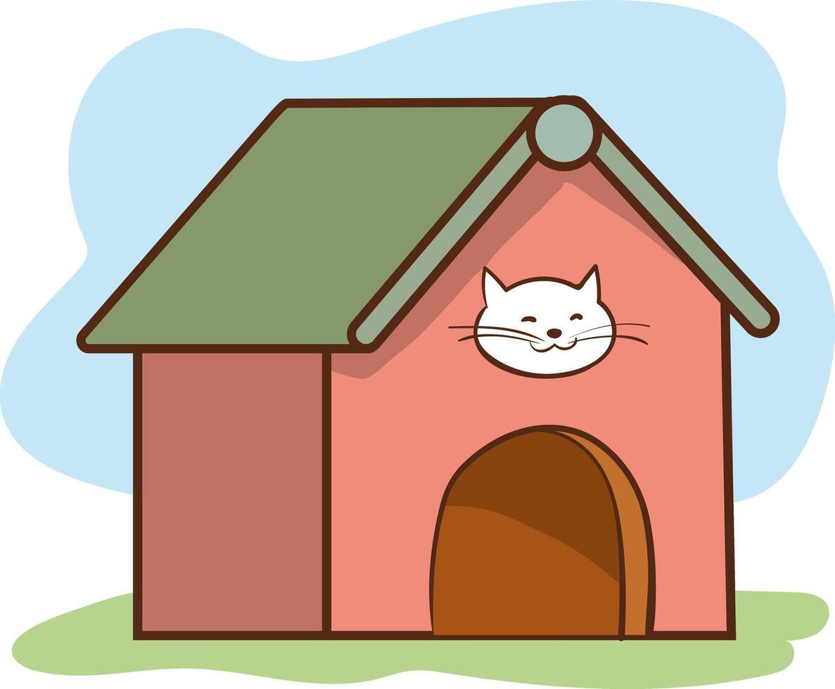 illustration of a cute cat house. vector