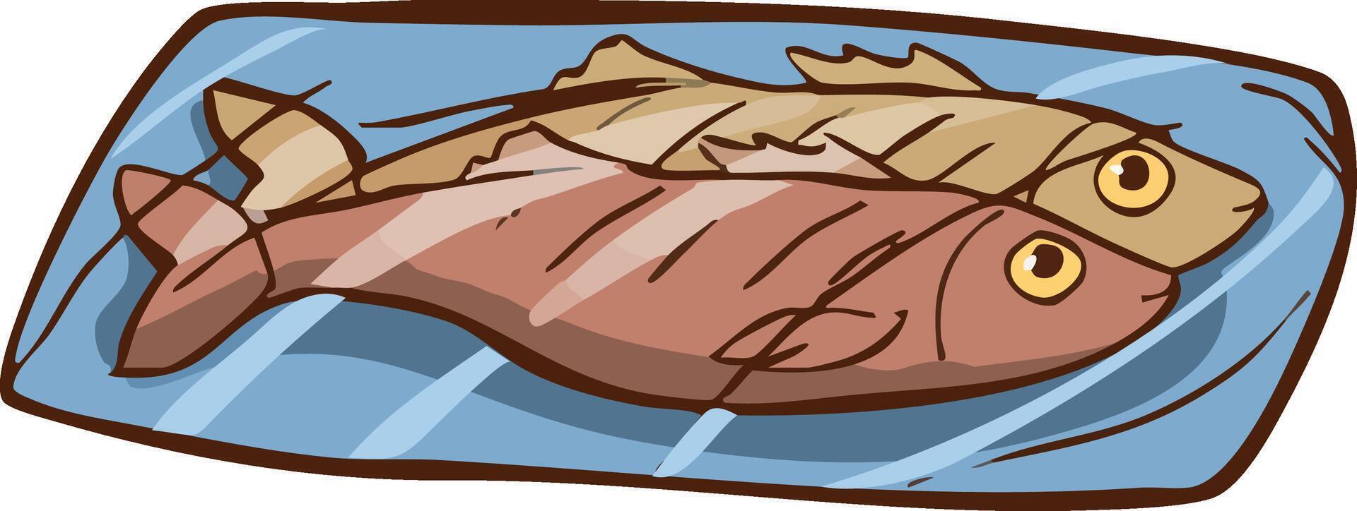Illustration of Packaged Fish on White Background. vector