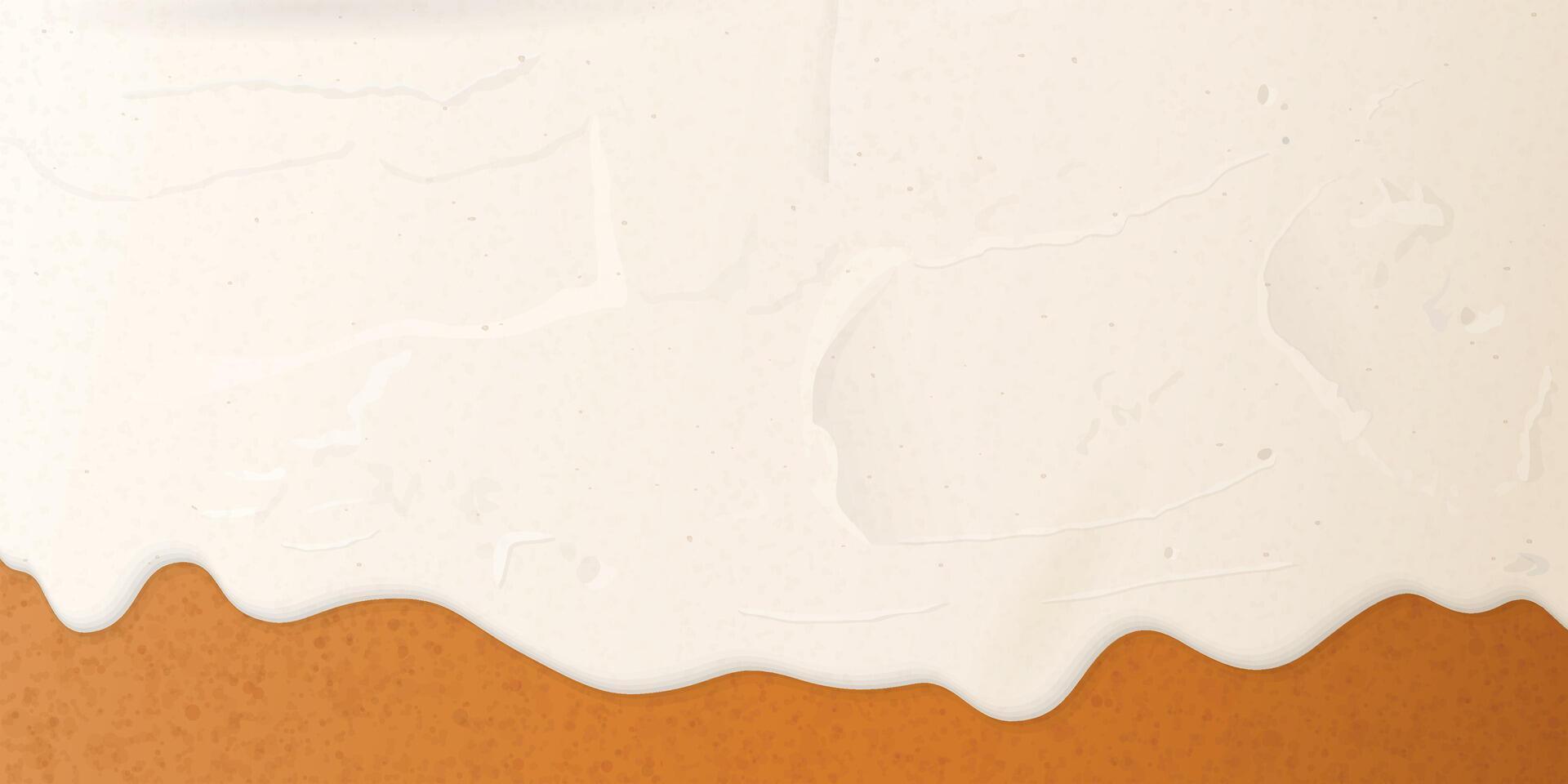 Melted cream cheese pouring on crisp and crumble biscuit texture graphic illustration have blank space. Cheesecake background. vector