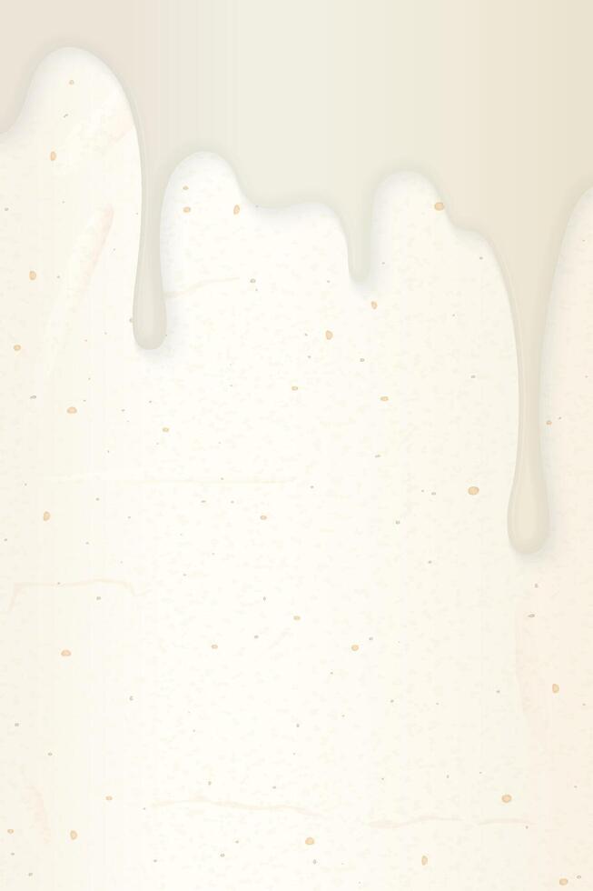 Melted white chocolate flows onto cream cake surface vertical background graphic illustration have blank space. vector