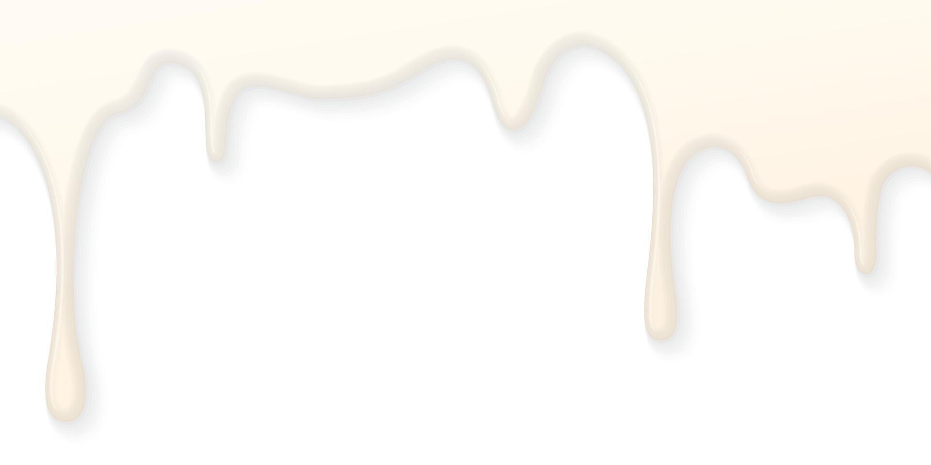 Sweetened condensed milk dropping onto white background graphic illustration. vector