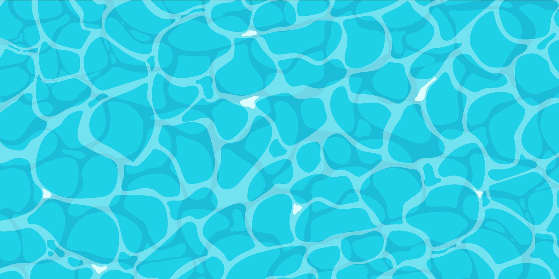 Crystal clear water ripple surface with sunlight reflections in cartoon style game texture top view vector