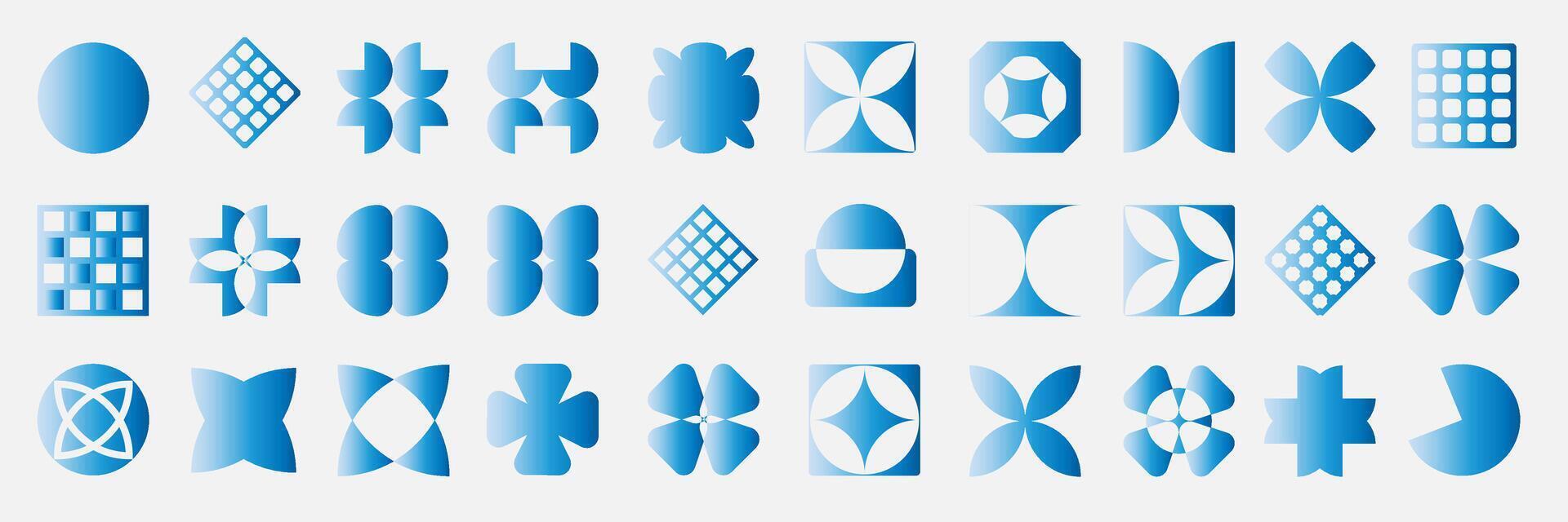 Kit of led electric laser blue neon lighting. Bright illuminated futuristic form a set of blue geometric shapes on a white background vector