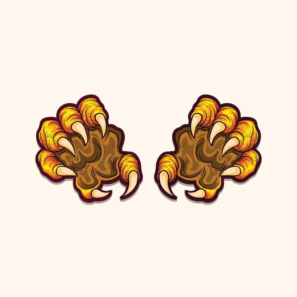 Angry eagle,s paw vintage illustration design vector