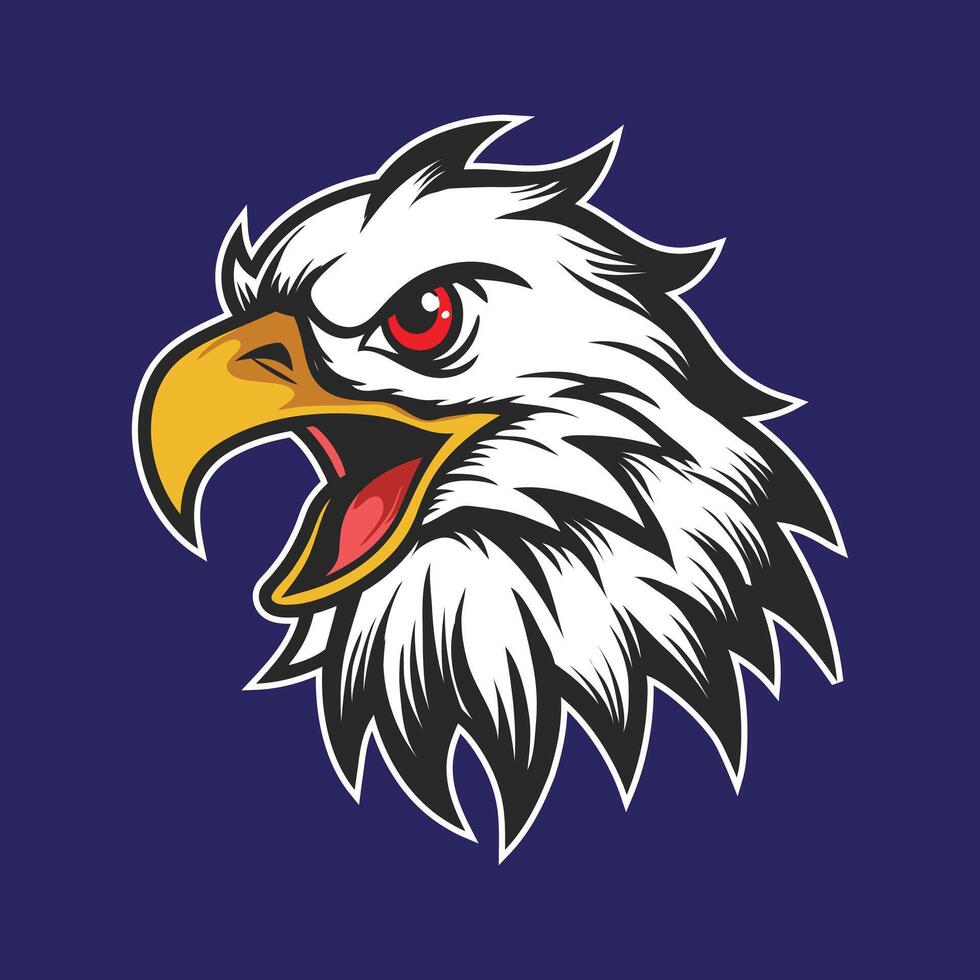 Eagle head open mouth vintage white design vector